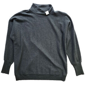 Chico's Gray Long Sleeve Gray Sweater Jewel Collar Accent Size 8